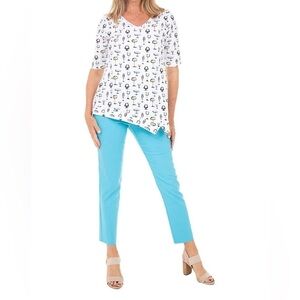 Size 4 Turquoise Krazy Larry Pull On Straight Leg Pants